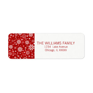 Modern Red Snowflake Holiday Return Address Label