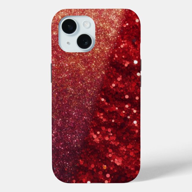 Modern Red Sparkle Glitter Phone Case / iPhone 15 (Back)