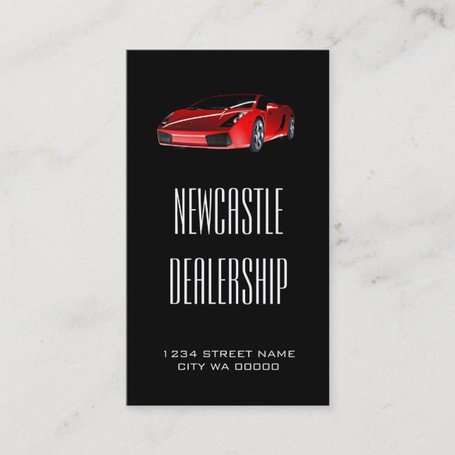 Modern Red Sports Car Dealership Business Card (Front)