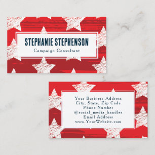 Modern Red Stars Abstract Patriotic Business Card