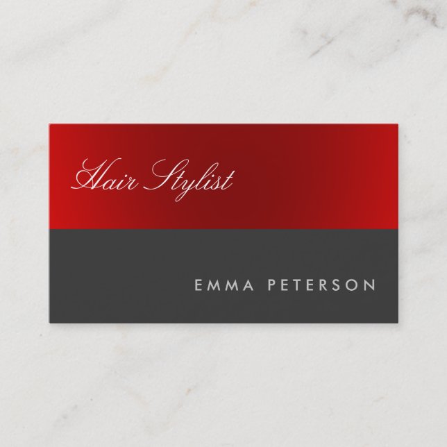 Modern Red Stripe Grey Stylist Fashion Consultant Business Card (Front)