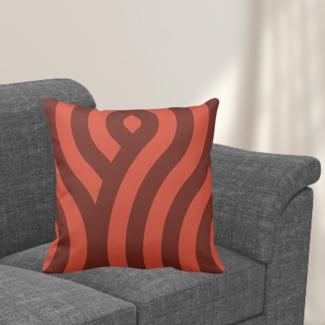 Modern Red Striped Wave Pattern Cushion (Creator Uploaded)