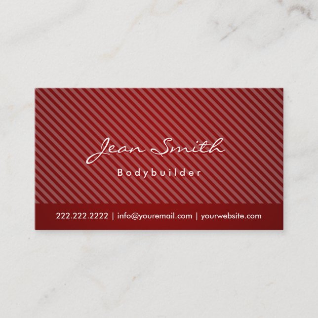 Modern Red Stripes Bodybuilding Business Card (Front)