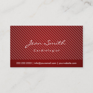 Modern Red Stripes Cardiologist Business Card