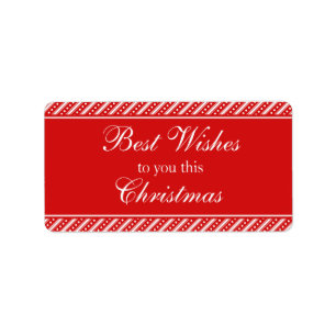 Modern Red Stripes Christmas Gift Label Stickers
