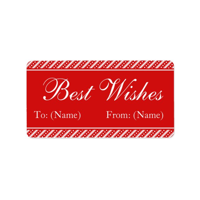 Modern Red Stripes Christmas Gift Tag Stickers (Front)