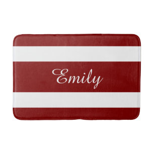 Modern Red Stripes Pattern Bath Mat