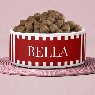 Modern Red Stripes Pattern Personalised Dog Pet
