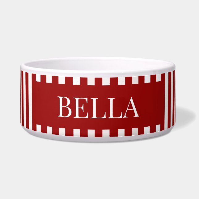 Modern Red Stripes Pattern Personalised Dog Pet (Front)