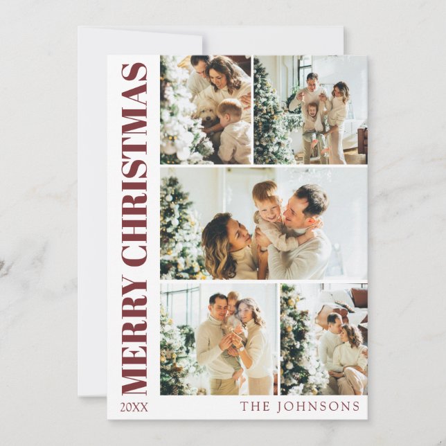 Modern Red Stylish Family Christmas Holiday Card (Front)