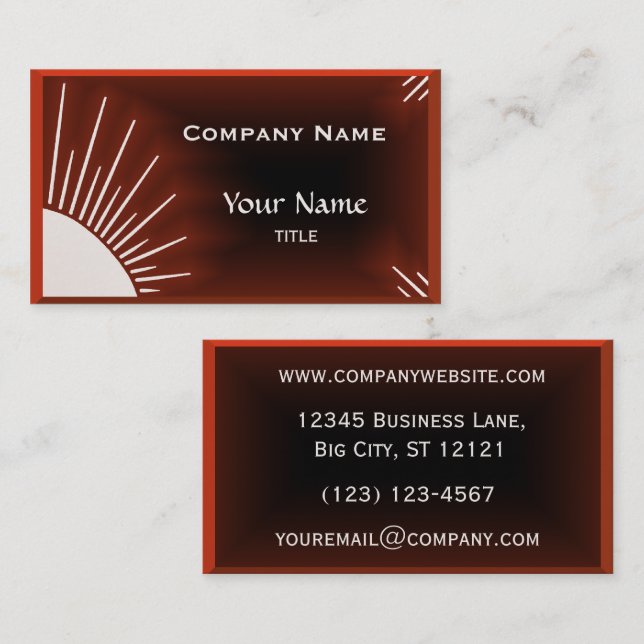 Modern Red Sun Corporate Business Card (Front/Back)