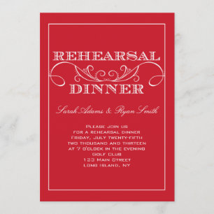 Modern Red Swirl Rehearsal Dinner Invitation