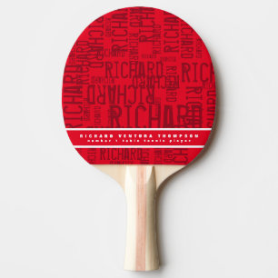modern Red table-tennis-paddle with name Ping Pong Ping Pong Paddle