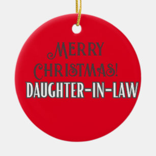 Modern Red Text Merry Christmas Daughter-In-Law Ceramic Tree Decoration