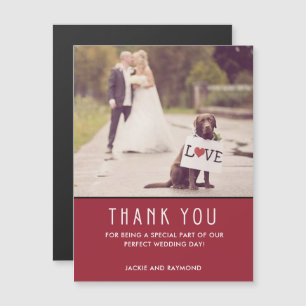 Modern Red Thank You Wedding Photo Magnet
