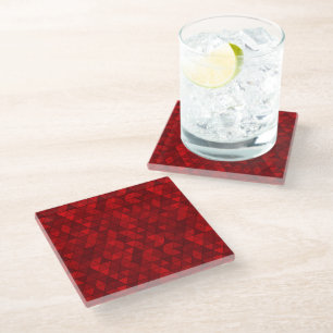 Modern Red Triangles Geometric Stylish and Trendy Glass Coaster