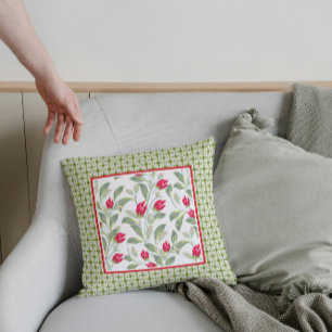 Modern Red Tulips  Cushion