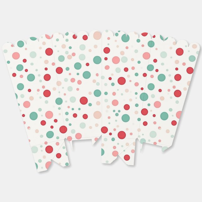 Modern Red Turquoise Polka Dot Chic Favour Box (Unfolded)