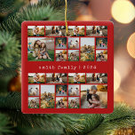 Modern Red Typewriter Family Photo Collage Ceramic Ornament<br><div class="desc">Create your own photo collage Christmas ornament. Simply add your own pictures and text to for a custom ornament this holiday season.</div>