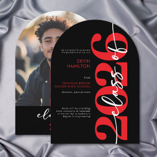 Modern Red Typography Arch Grad Announcement