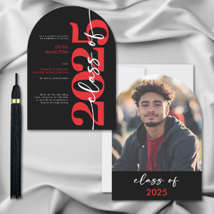 Modern Red Typography Arch Grad Announcement