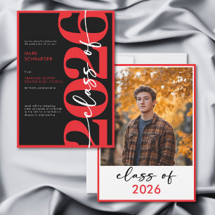 Modern Red Typography Graduation Announcement
