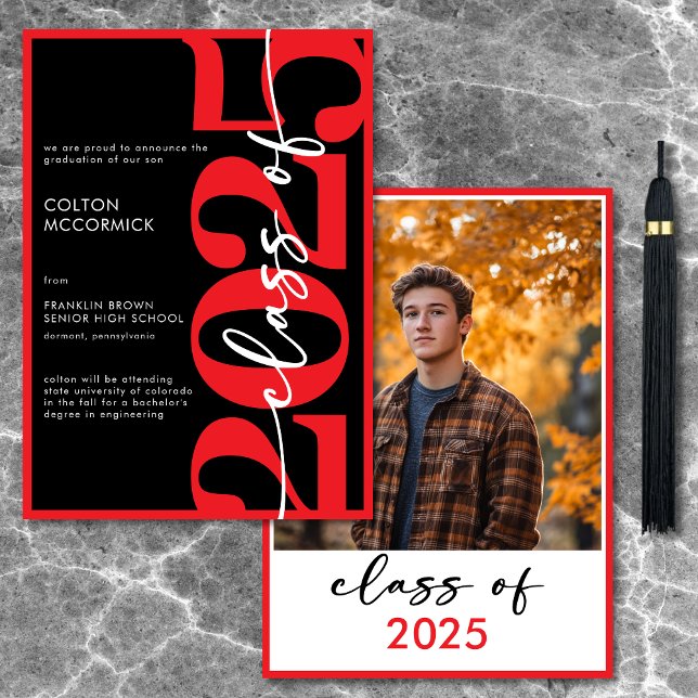 Modern Red Typography Graduation Announcement (Modern Red Typography Graduation Announcement)