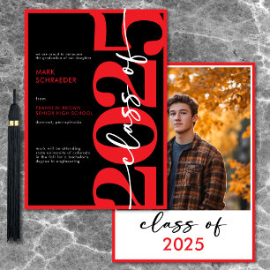 Modern Red Typography Graduation Announcement
