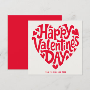 Modern Red Typography Heart Happy Valentine's Day Holiday Card