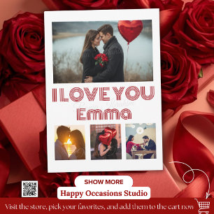 Modern Red Valentine’s Day Photo Card – 4 Photos