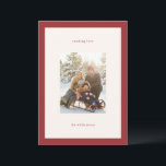 Modern Red Valentine's Day Love Family Photo Holiday Card<br><div class="desc">This warm red Valentine’s design frames your photo in a minimal, inviting layout. The soft cream center and small serif text keep the focus on your picture while adding a gentle seasonal touch. It’s a thoughtful way to share love with friends and family through a personal, photo-forward greeting. Customize the...</div>