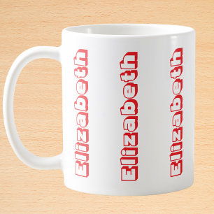 Modern Red Vertical Name Personalised Coffee Mug
