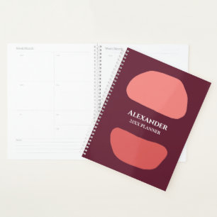 Modern Red Watercolor Personalise  Planner