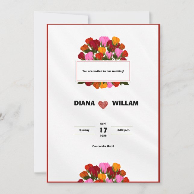 Modern Red Wedding Invitation (Front)