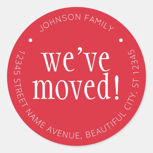 Modern Red We've Moved Chic New Address Label (Front)