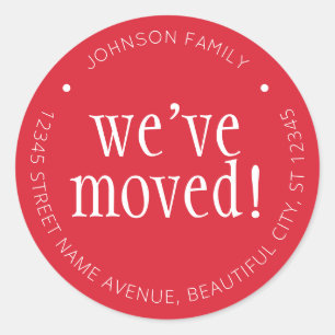 Modern Red We've Moved Chic New Address Label