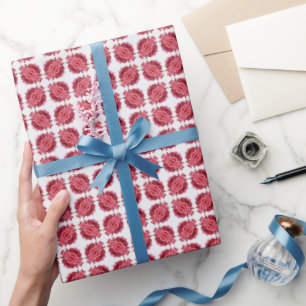 Modern Red White Abstract Pattern Wrapping Paper