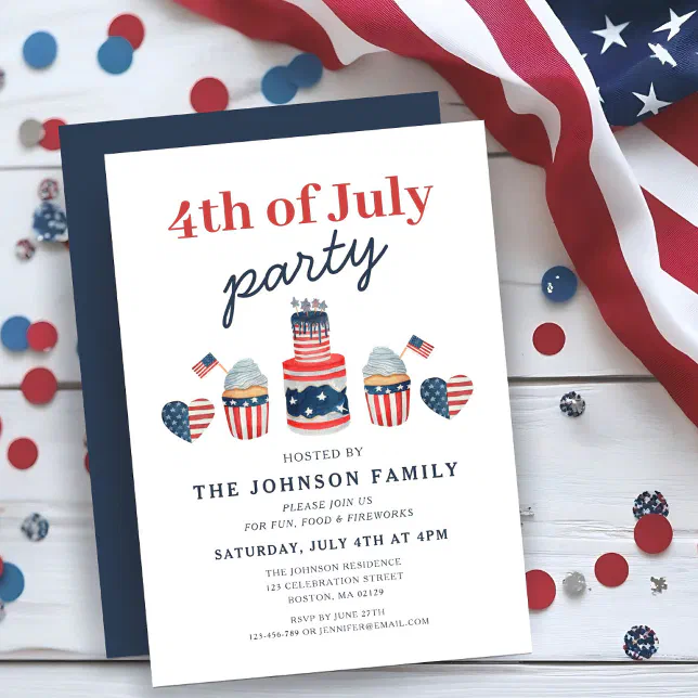 Modern Red White And Blue 4th Of July Party Invitation | Zazzle