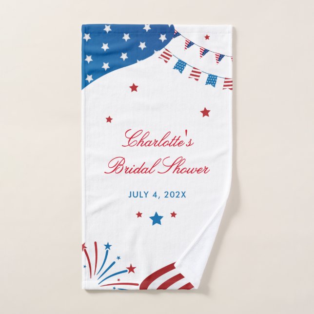 Modern Red White and Blue Custom Bridal Shower Hand Towel (Hand Towel)
