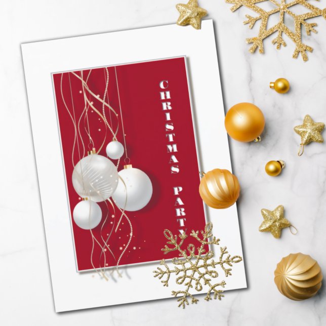 Modern Red, White and Gold Christmas Party Invitation (Creator Uploaded)