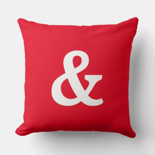 Modern Red & White & (and sign) Button  Cushion