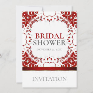 Modern Red White Batik Bridal Shower Invitation