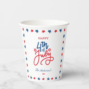 Modern Red, White & Blue 4Th July Dinner Party Paper Cups