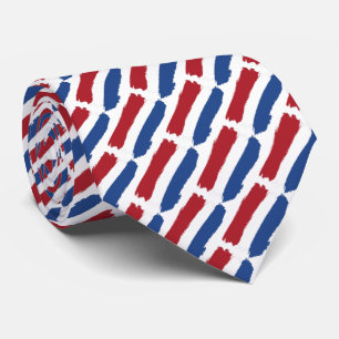 Modern Red White Blue Abstract Dutch Flag Pattern Tie