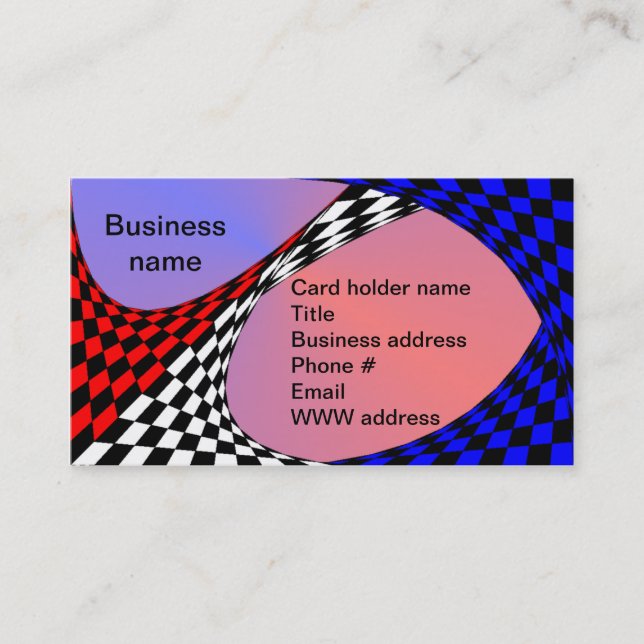 Modern Red/White/Blue Chequered by Kenneth Yoncich Business Card (Front)