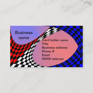 Modern Red/White/Blue Chequered by Kenneth Yoncich Business Card
