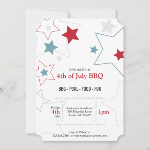 Modern Red White & Blue Stars Invitation