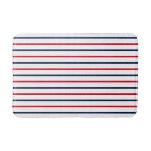 Modern red white & blue stripes pattern patriotic bath mat