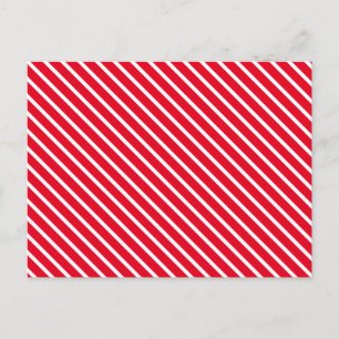 Modern red white candy cane diagonal stripes postcard