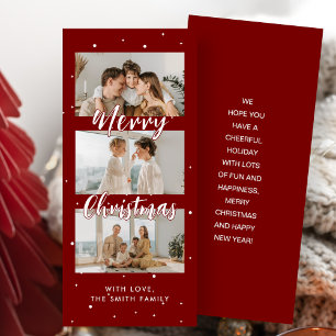Modern Red & White Christmas Photo Strip Card